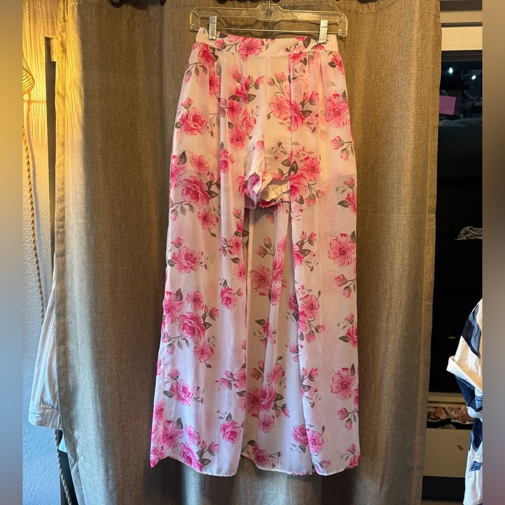 The Edit by Seventeen Magazine Elegant Floral Maxi Skirt w Shorts